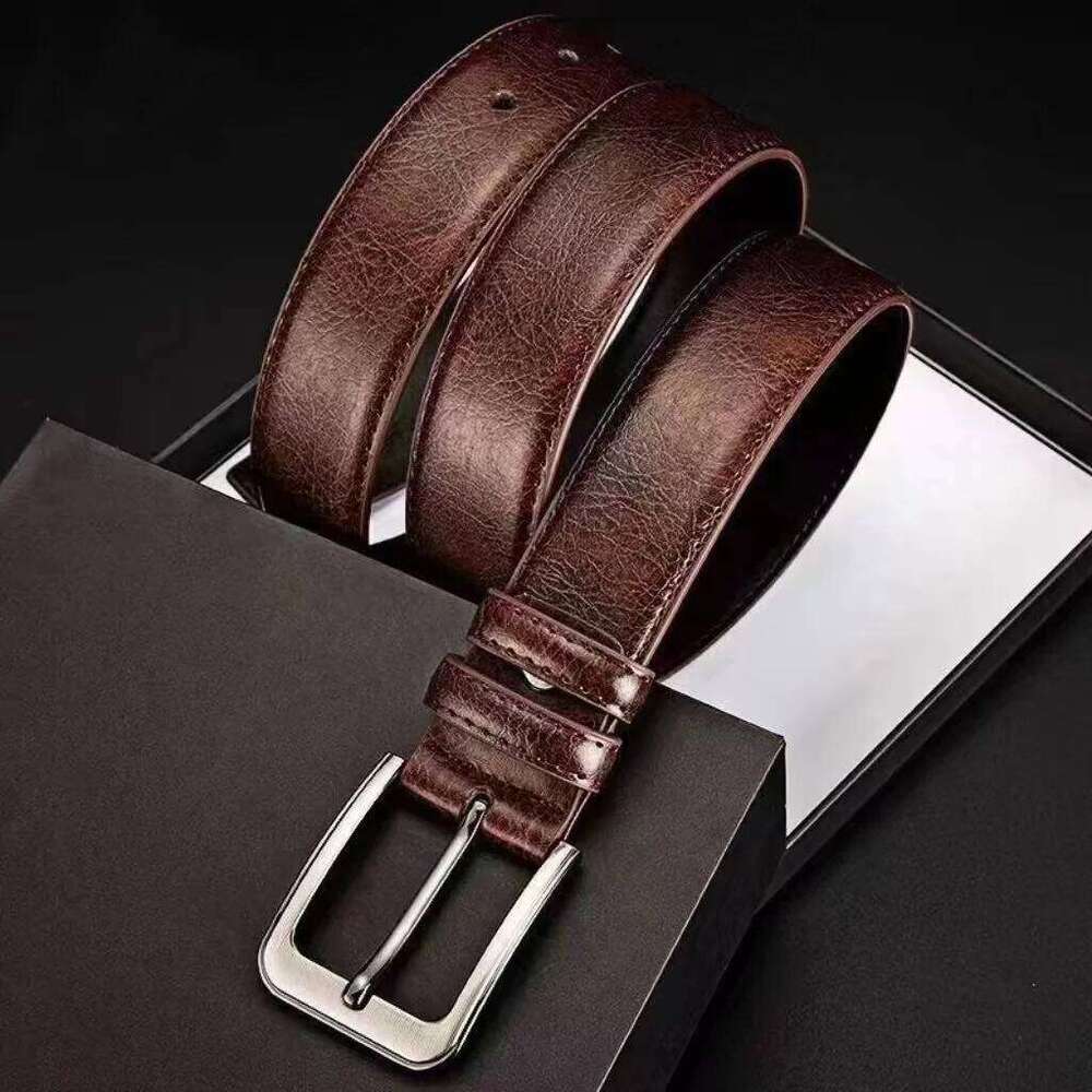 Authentic genuine leather luxury brand men's belt, fashionable business alloy needle buckle belt for men Y260225