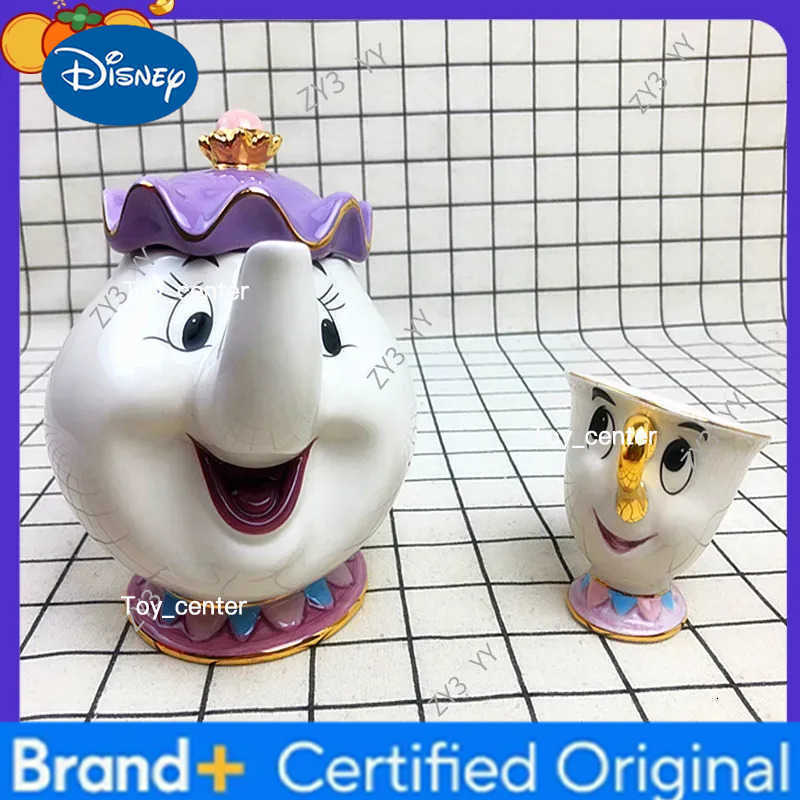 Disney Beauty And The Beast Mrs Potts Ceramic Teapot Chip Teacup Cartoon Character Collectible Set Home Decor Gift For Kids Fans H260225