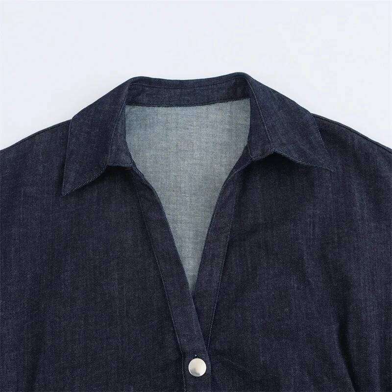 New Long Dresses 2025 Woman Fashion Summer V-neck Single Breasted Slim Fit Denim Skirts Women's Clothing Tops XJ260225