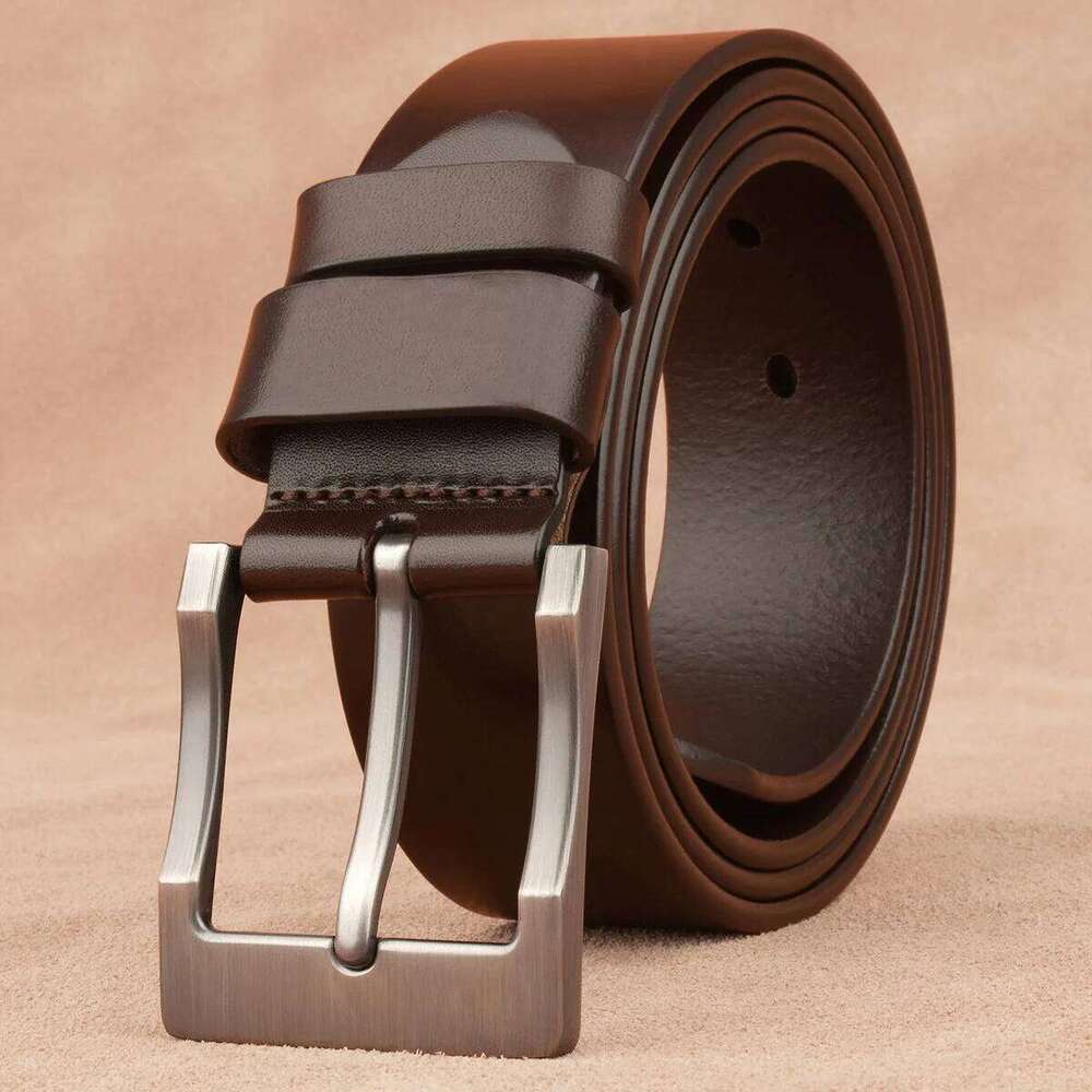 Men's Male Pure Cowhide, Genuine Leather Casual Pants Belt, Stylish Designer New Fashion Retro Pin Buckle, High Quality Y260225