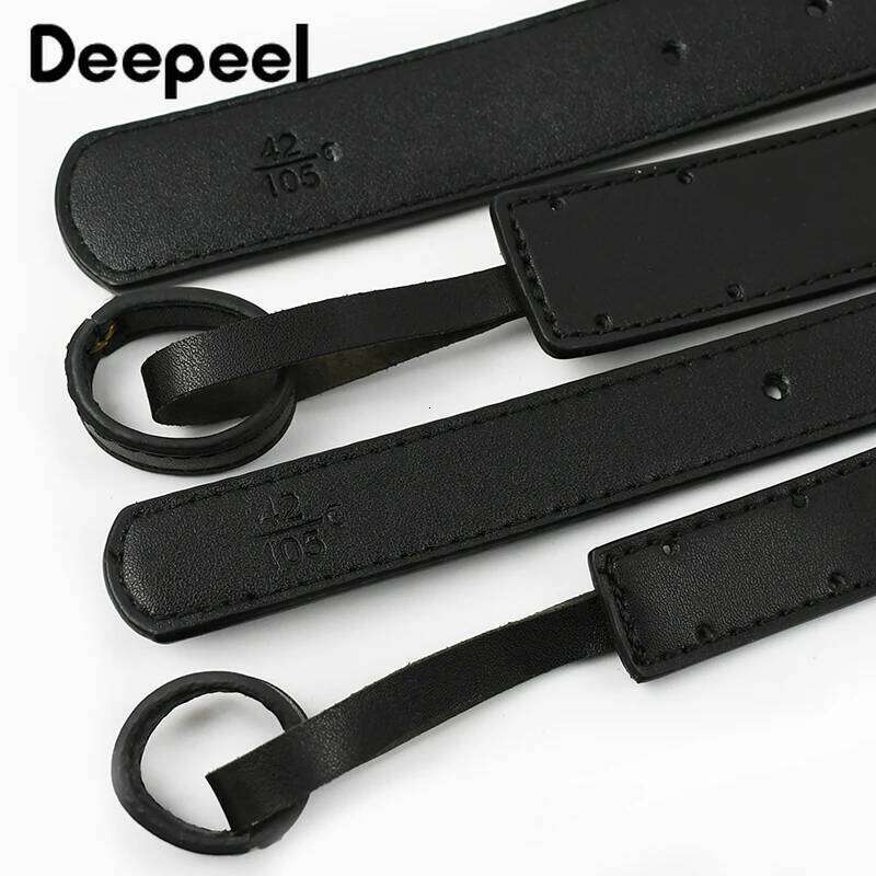 20-38mm Black Cowskin Belt Men No Buckle Belts Strip High Quality Business Waitband Pants Waist Strap Leather Craft Accessories Y260225