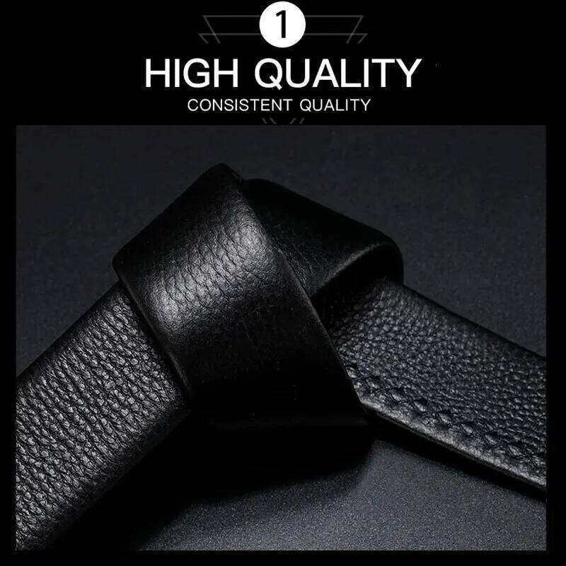 Men's Metal Automatic Buckle Work High Quality Men 120cm Leather Belt Business Y260225