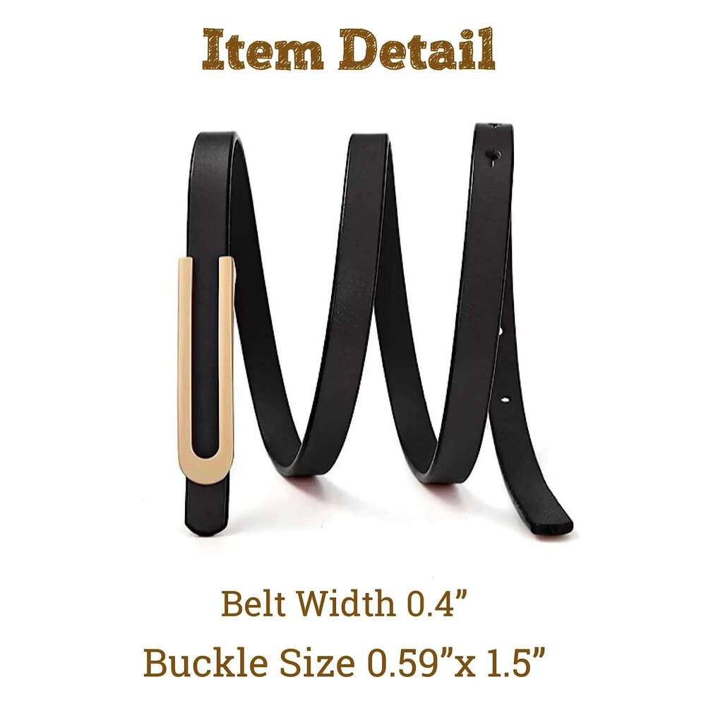 Women's Fashion Elegant Skinny Slim Genuine Leather Belts Waistband Thin Waist Belt With Gold Color Alloy Buckle Y260225