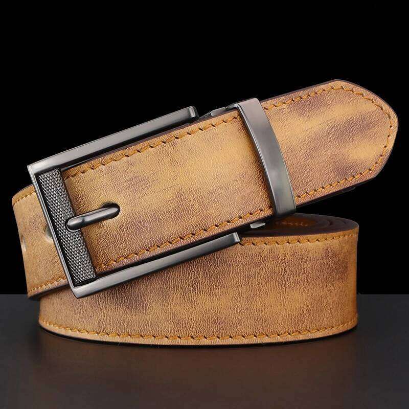 Retro belts designer high quality boys fashion pin buckle Khaki genuine leather men luxury brand jeans cintos masculinosB772 Y260225