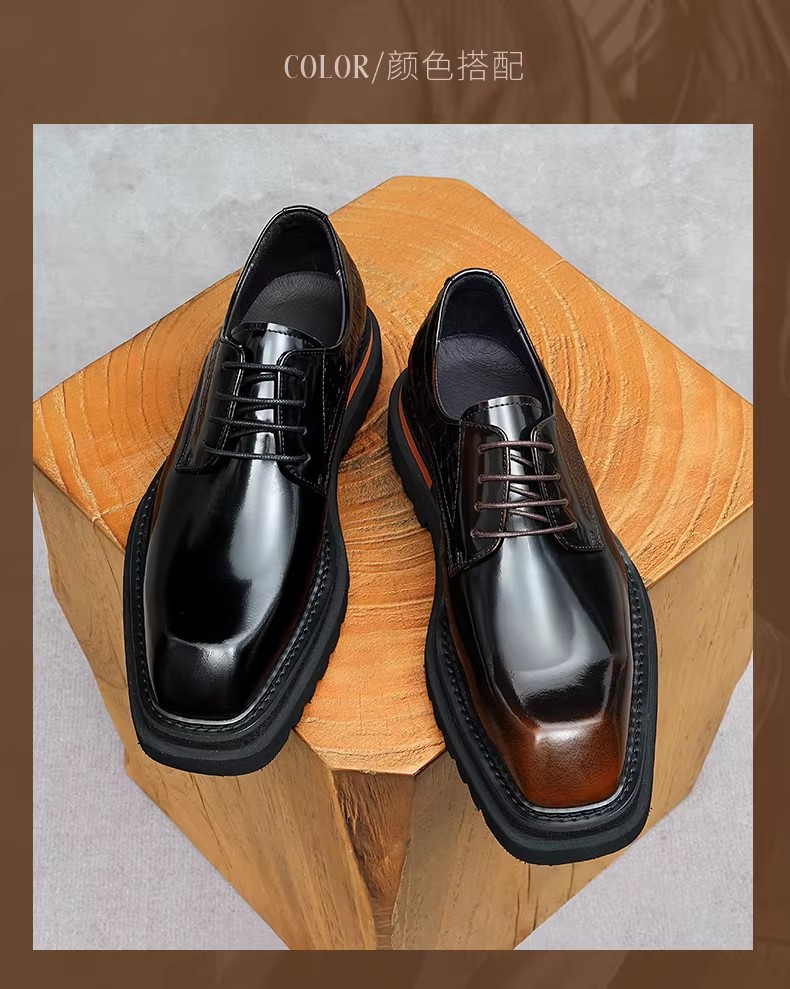 Elegant Male Dress Shoe Collection Featuring Durable Real Skin Material and Stylish Squared-Toe Profile - view 4