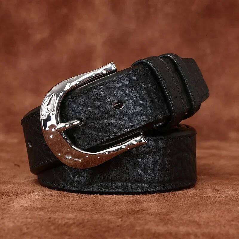 3.8cm Pure Cowskin Men Belt High Quality Genuine Leather Stainless Steel Buckle Strap Male Jeans Luxury Designer Belts for Man Y260225