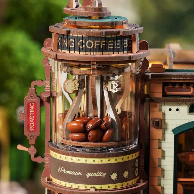 ROKR Dream Coffee Factory 3D Puzzles Music Box Christmas Wooden Model Kits Build Best Gifts for Kids Adults EAB02 26H0422