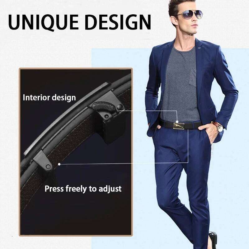 1pc Fashion Business Men'S Genuine Luxury Brand Automatic Buckle PU Leather Soft With Cargo Pants Jeans Belt Y260225