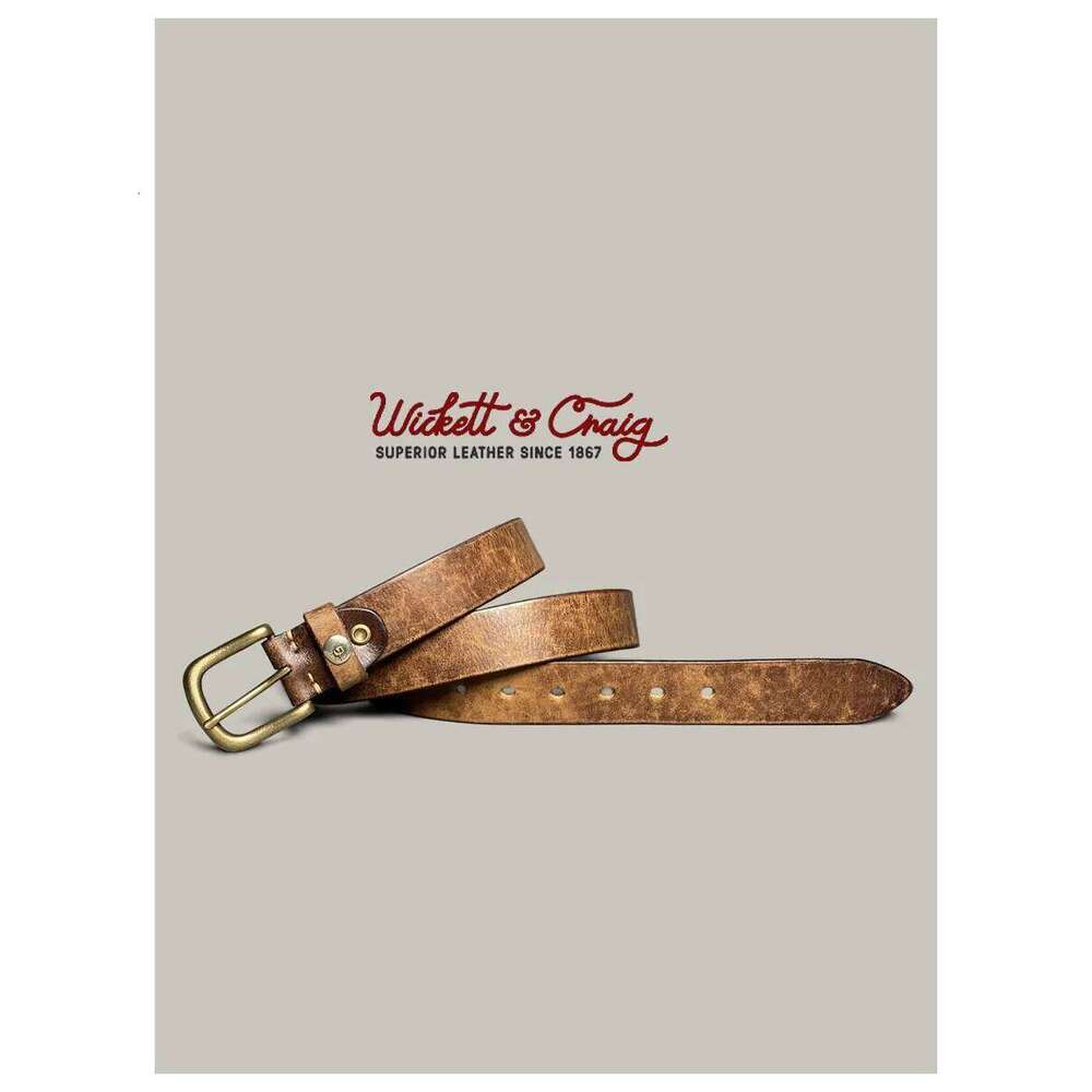 Niche Takahashi Logo Men's Vegetable Tanned Pure Cowhide Retro Casual Belt, Handmade Leather Jeans Belt Y260225