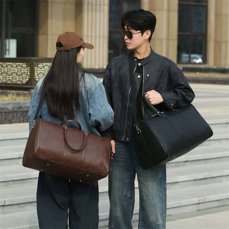 Soft Leather Travel Large Capacity Fashion Weekend Handle Lightweight Sports Gym Bag With Separate Shoe Compartment Y260225