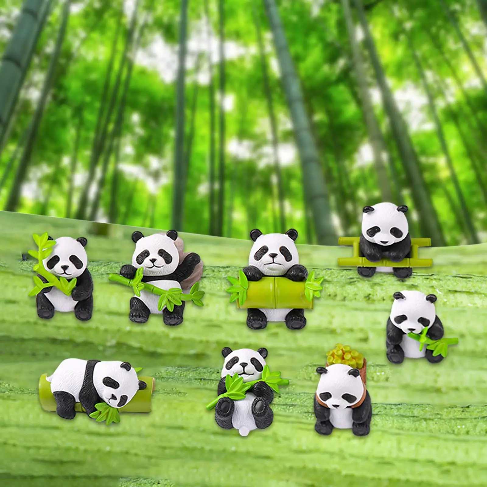 8 Pieces Resin Panda Figurines Craft Decorative Garden Decoration Table Sculpture for Fairy Gardens Accessories Adorable H260225