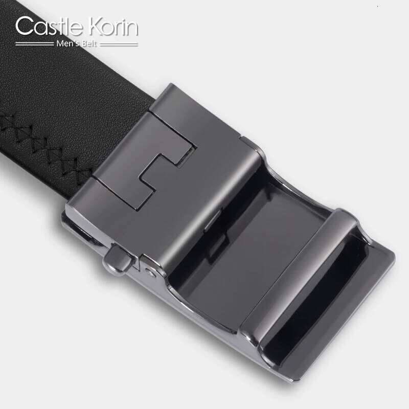 Men's leather automatic retro alloy wear-resistant mirror buckle head 100-130cm soft body business men's belt Y260225