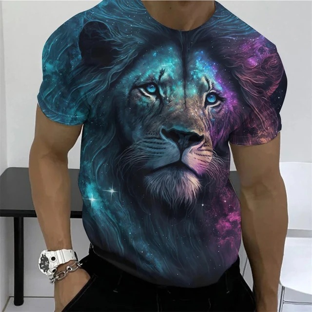 Luxury Brand Designer Clothes Clothing Animal Tiger Pattern Printed T-Shirt For Men, Hip-Hop Retro 3D Three-Dimensional Print, Breathable Mesh Short S