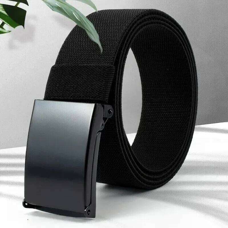 Men's Nylon Tactical Metal Buckle Elastic Outdoor Training With Pants Jeans Belt Leisure Woven Belts Unisex Y260225