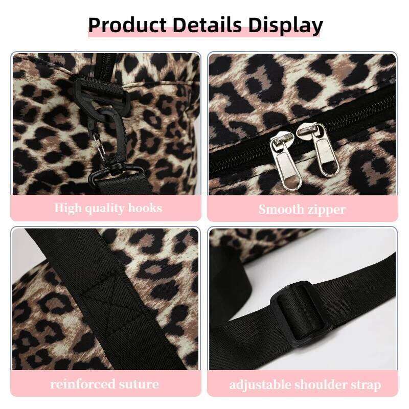 Fashionable Leopard Print Travel Bag, Large Capacity, Independent Shoe Compartment, Suitable for Travel, Fitness, Vacation, Etc Y260225