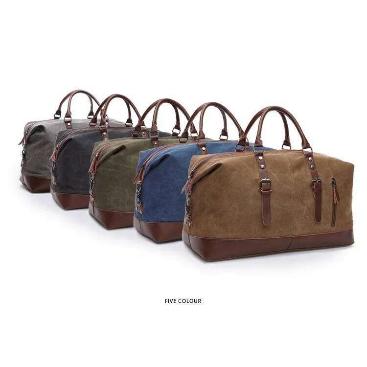 Original Canvas Leather Carry on Luggage Men Duffel Bags Travel Tote Large Weekend Bag Overnight Y260225