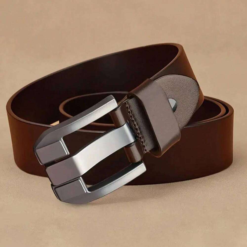 New Classic Luxury Vintage Men's Leather Belt Black PU Material with Square Alloy Buckle - Perfect for Casual or Business Wear Y260225