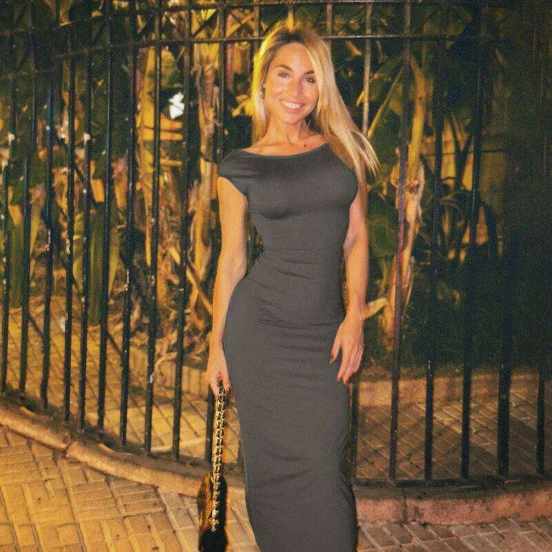 Sexy Backless Hip Wrapping Maxi Women New Short Sleeve Round Neck Slimming Vestido Streetwear Y2K Black Gray Bodycon Dress XJ260225