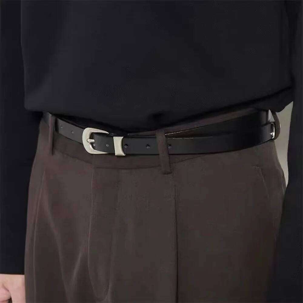 Maikun Vintage Fashion Simple Silver Alloy Pin Buckle Women's Belt Y260225