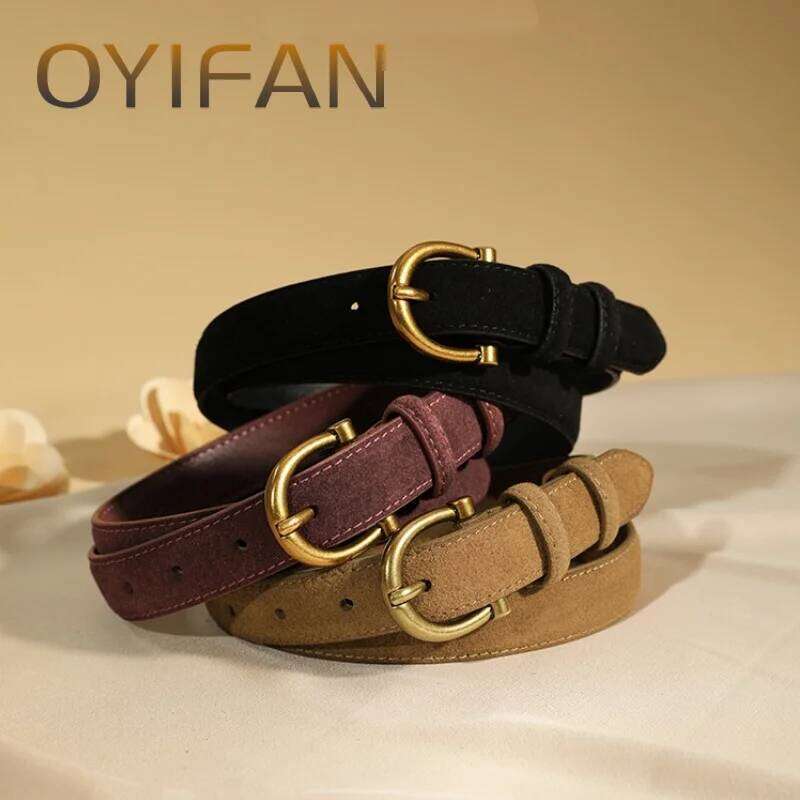 Women Luxury Design Suede Leather Belt Casual Versatile Business Waist Strap Trendy Trouser Dress Belts Gifts Y260225