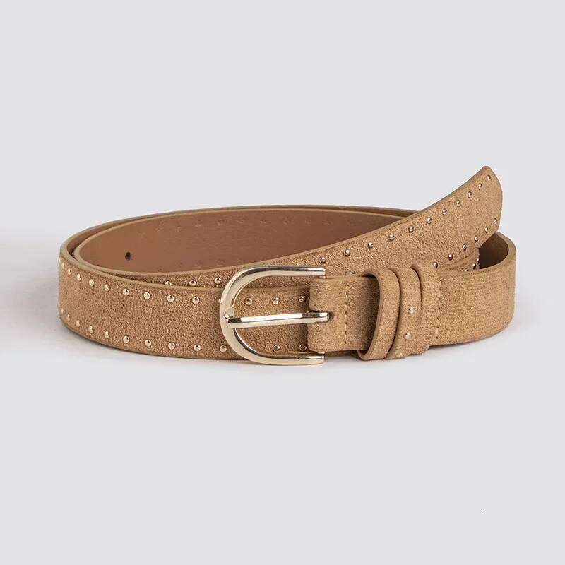 1pc Women Mulberry Color Suede With Rivets Western Style Cowgirl Belt Fashionable Decorative Accessory Y260225