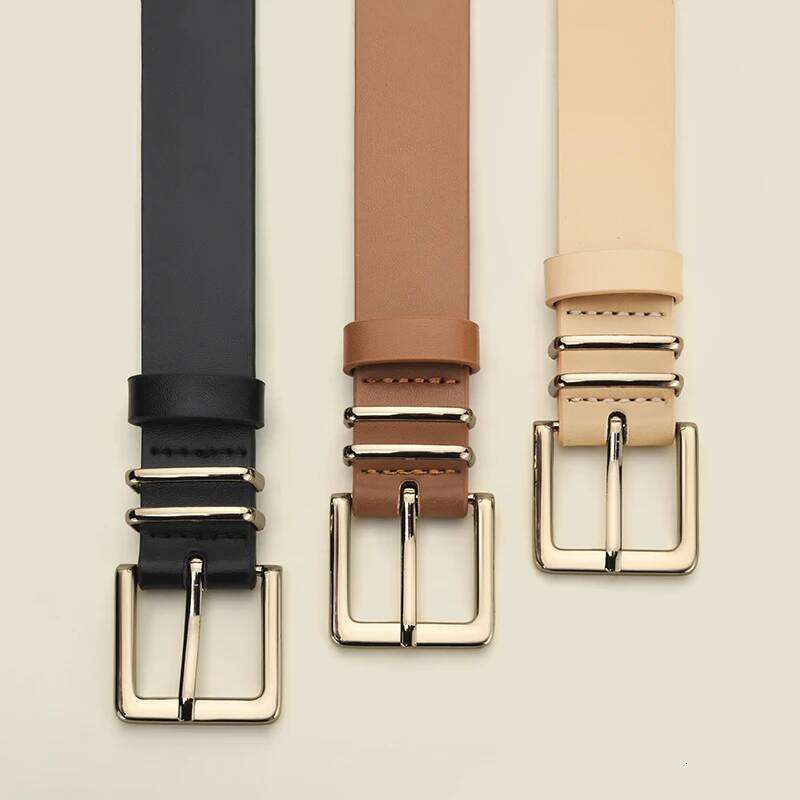 Fashion Alloy Pin Personalized Square Buckle PU Belt Simple Women's Matching Windbreaker Skirt Y260225