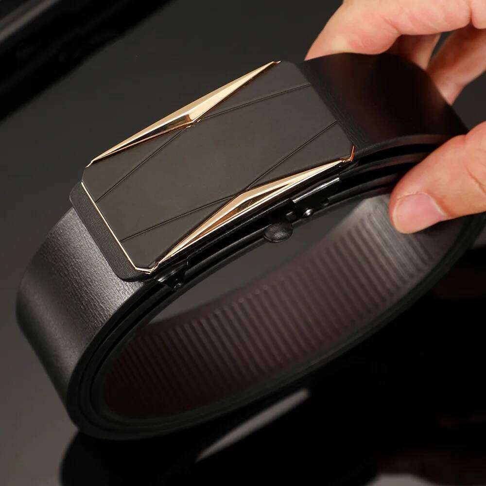 High-Quality Luxurious PU Men's Casual Fashion Toothless Automatic Simple Buckle Belts Y260225