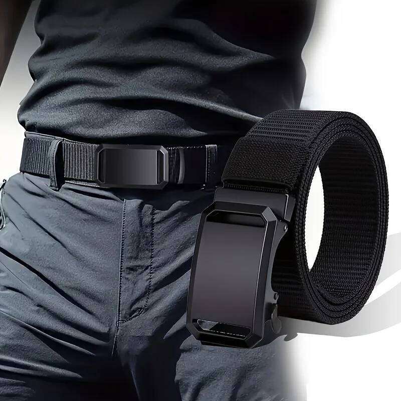 New Automatic Buckle Belt, Canvas Tactical Workwear Casual Outdoor Military Training Pants Belt For Men Y260225