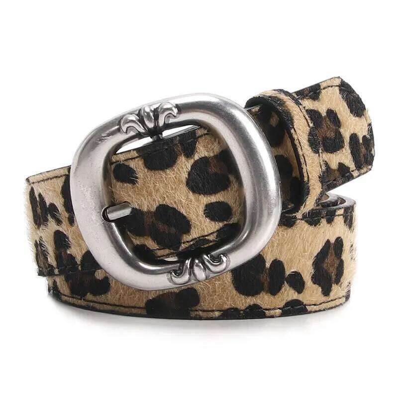 Leopard Print Belt Women's Fashion Casual Versatile Jeans Accessories Girdle Gothic Retro Pu Leather Pin Buckle Waistband Y260225