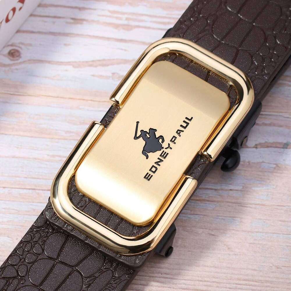 Leather Automatic Buckle Belt Adjustable Formal Casual Dual Use Texture Father's Day Gift for Stylish Men's Wear Y260225