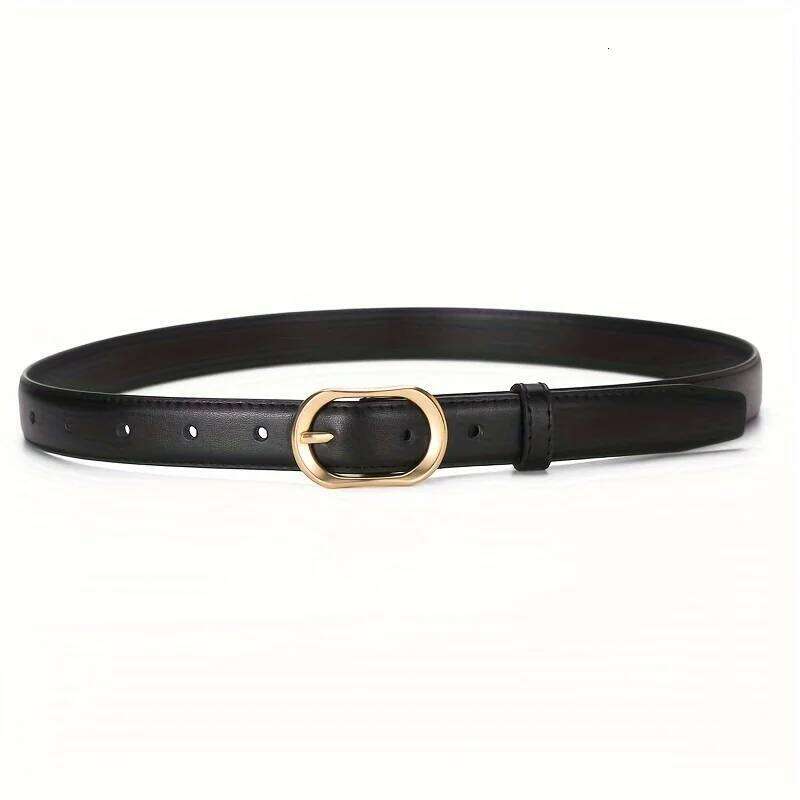 Personalized Retro Women's Golded Texture Pin Buckle Simple and Versatile PU Leather Jeans Belt Y260225