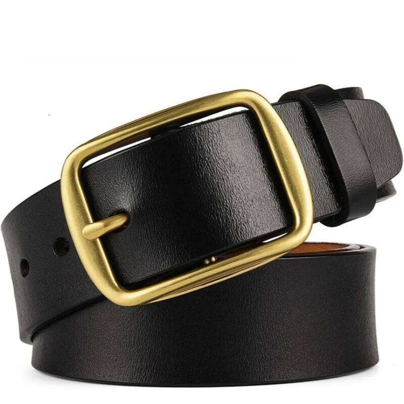 3.8CM Cowhide Copper Buckle Waistband Large Size 105-140 150 160 170cm Genuine Leather Jeans Belt Men's Luxury Male Strap Cintos Y260225