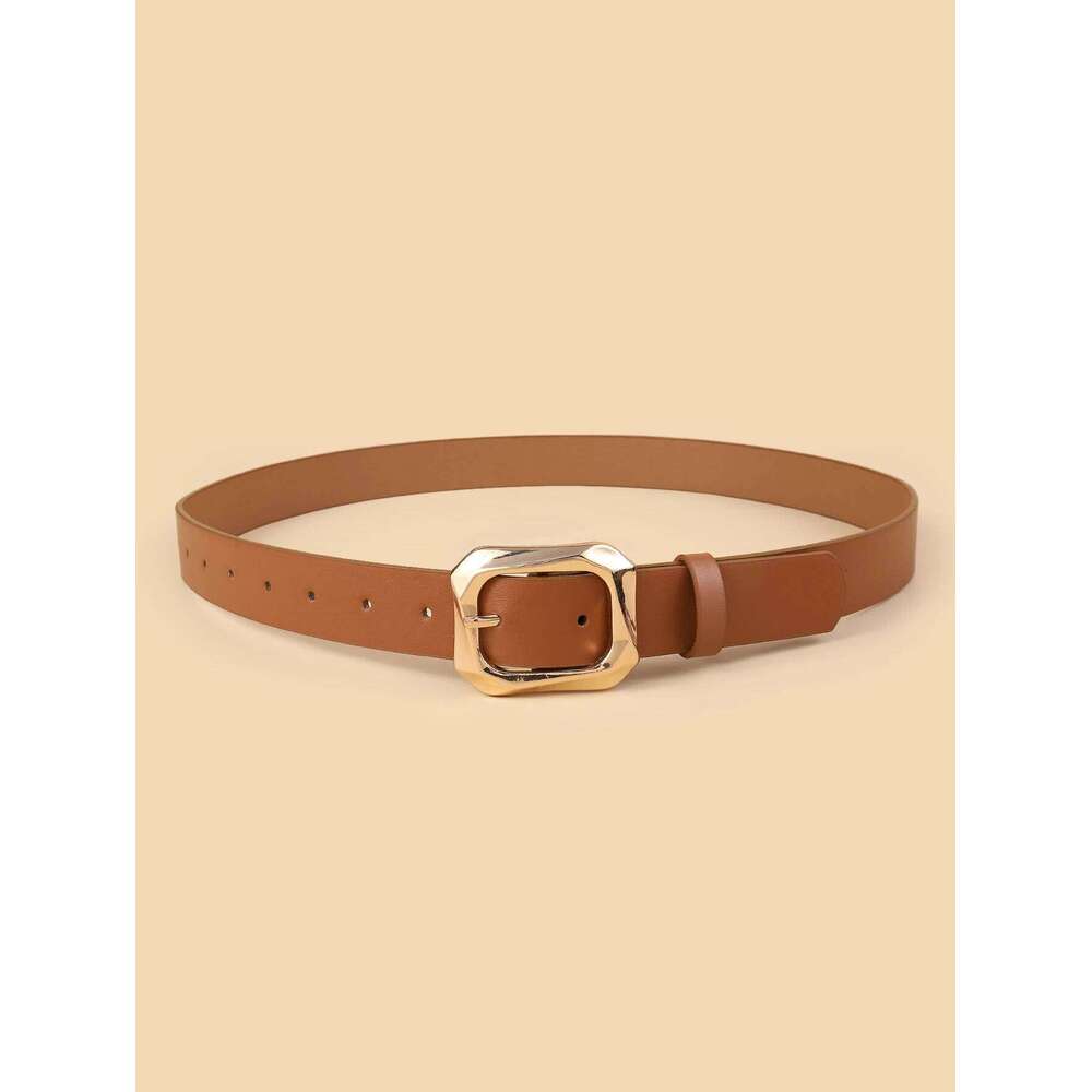 New Women's Square Buckle PU Trousers Student Fashion Korean-style All-match dress Decorative Belt Y260225