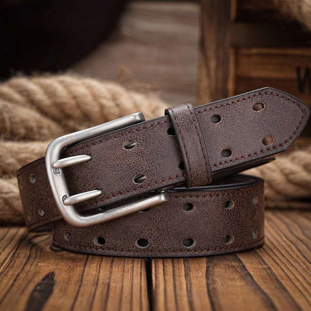 A men's and women's casual retro Western style! PU leather belt with metal buckle, suitable for daily work wear Y260225
