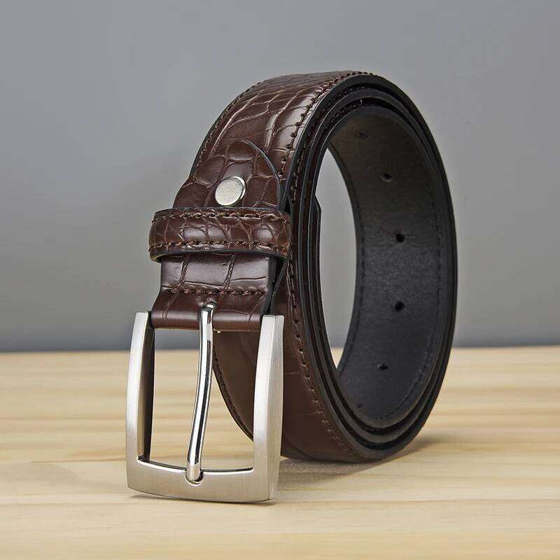 Men imitation alligator belt, fashion trend jeans wear, send husband to father's first choice Y260225