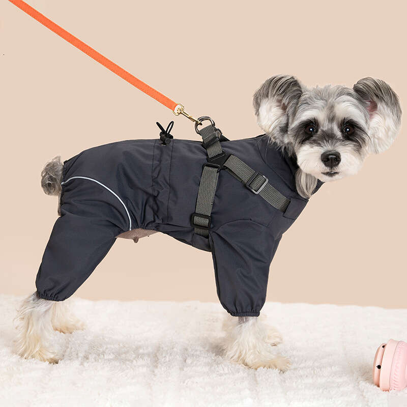 Famous brand Pet windbreaker jacket for warmth cold protection four legged windproof coat with integrated chest and back harness new Amazon pet clothi