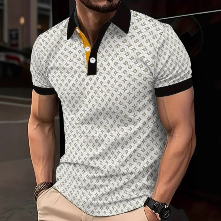 New Style Male Classic Polo Casual Short Sleeved Round Neck D Printed Lapel Shirt For Outdoor Sports And Clothing Apparel Fashion Tops