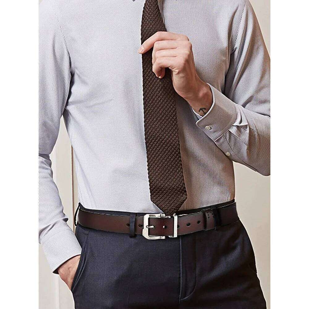 Men's Genuine Leather Pin Buckle Belt, Fashion Casual Pure Cowhide Jeans Male Waistband, Trendy Handcrafted Youth Versatile Belt Y260225