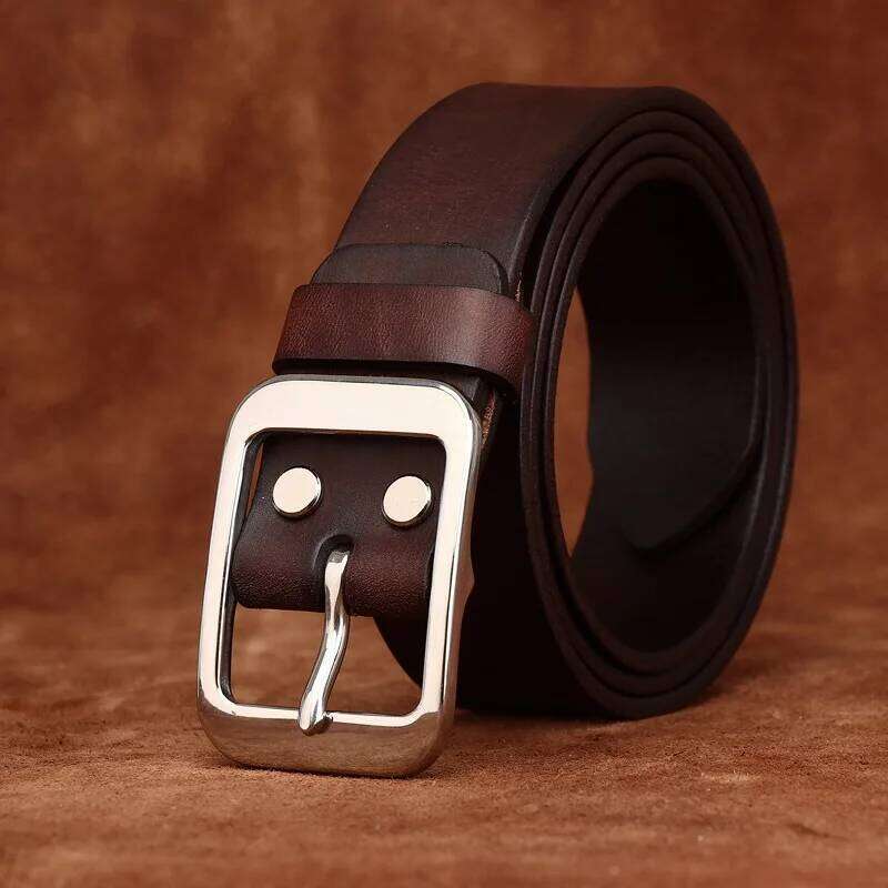 3.8CM Pure Cowhide Stainless Steel Needle Buckle Genuine Leather Casual Jeans Belt Men High Quality Luxury Male Strap Cintos Y260225