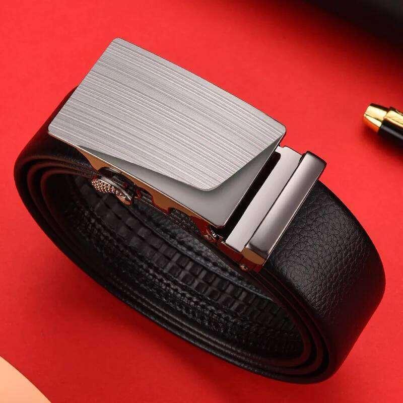 New Cowhide men's leather belt, automatic buckle,high-end trendy buckle Y260225