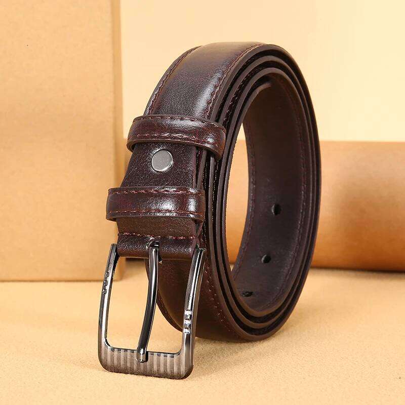Authentic Luxury Men's Leather Jeans women and Belt with pin bkucle Durable Stitching fashion Business belts for men Y260225