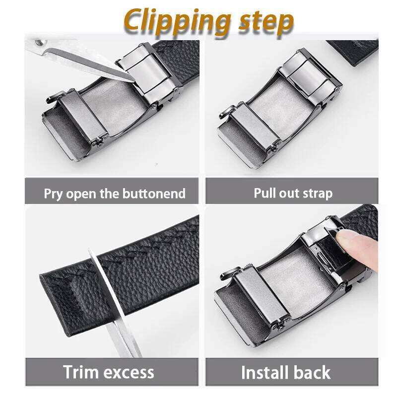 belt men High Quality Genuine Leather Belts, Automatic Buckle Belt, Adjustable No Hole Jeans Belt for Men Y260225