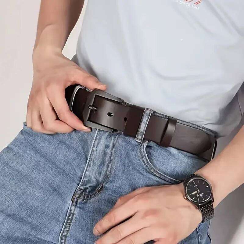 1pc/2pcs Fashion Business Men's Genuine Leisure Luxury Brand Metal Buckle Belts High-Quality PU Leather Belt Plus Size Y260225