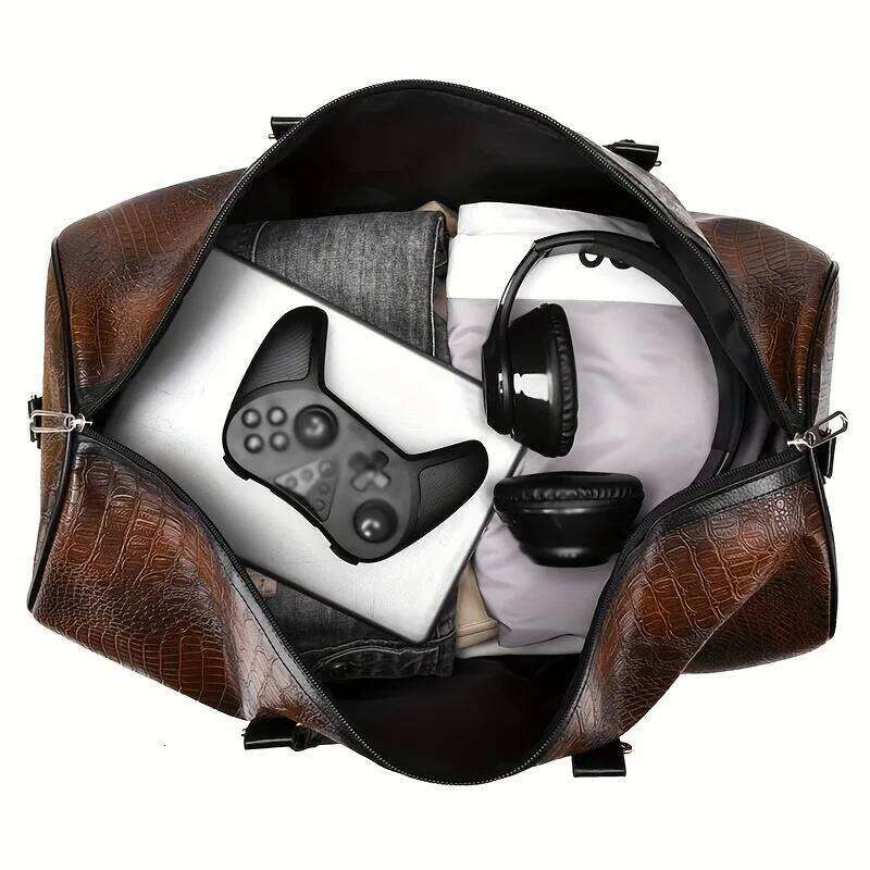 Large Capacity Retro Crocodile-Textured Travel Duffel Bag - Durable Vacation Luggage, Versatile Gift for Men & Women Y260225