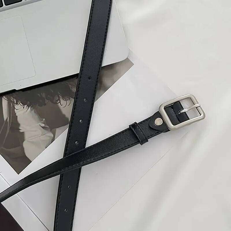 1pc Women's Trendy Square Buckle High End Genuine Soft PU Leather Paired with Skirt Work Pants Jeans Belt Unisex Y260225