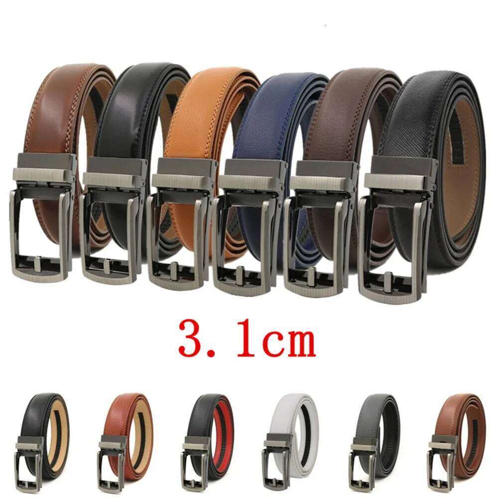 Leather Men's Women's 3.1cm Click Belt with High Quality Alloy Automatic Buckle Unisex Classic Business Belts for Jeans Y260225