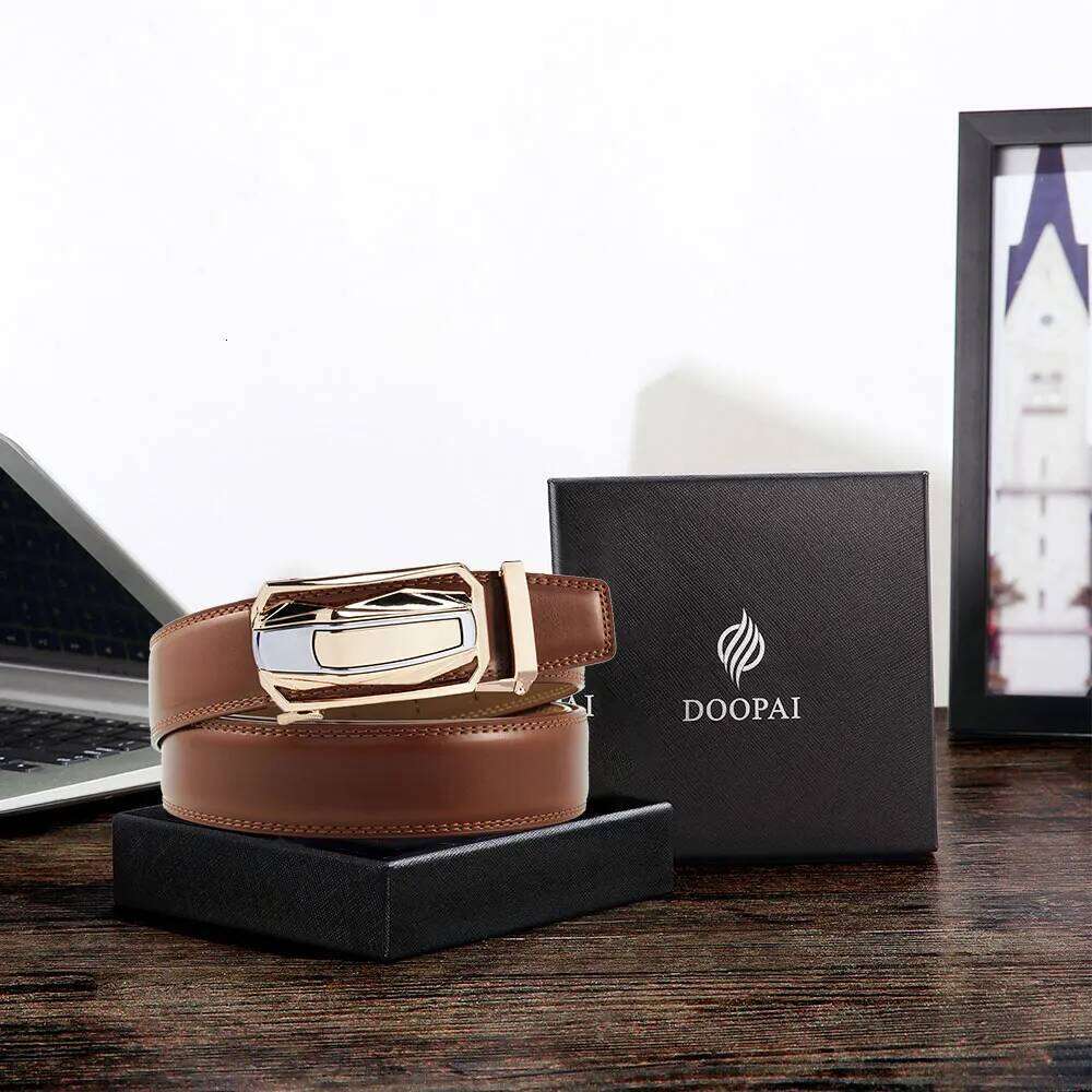 Genuine Leather Cow Belt Sports Car Brand Fashion Automatic Buckle Waist Strap Black Male Belts for Men Y260225