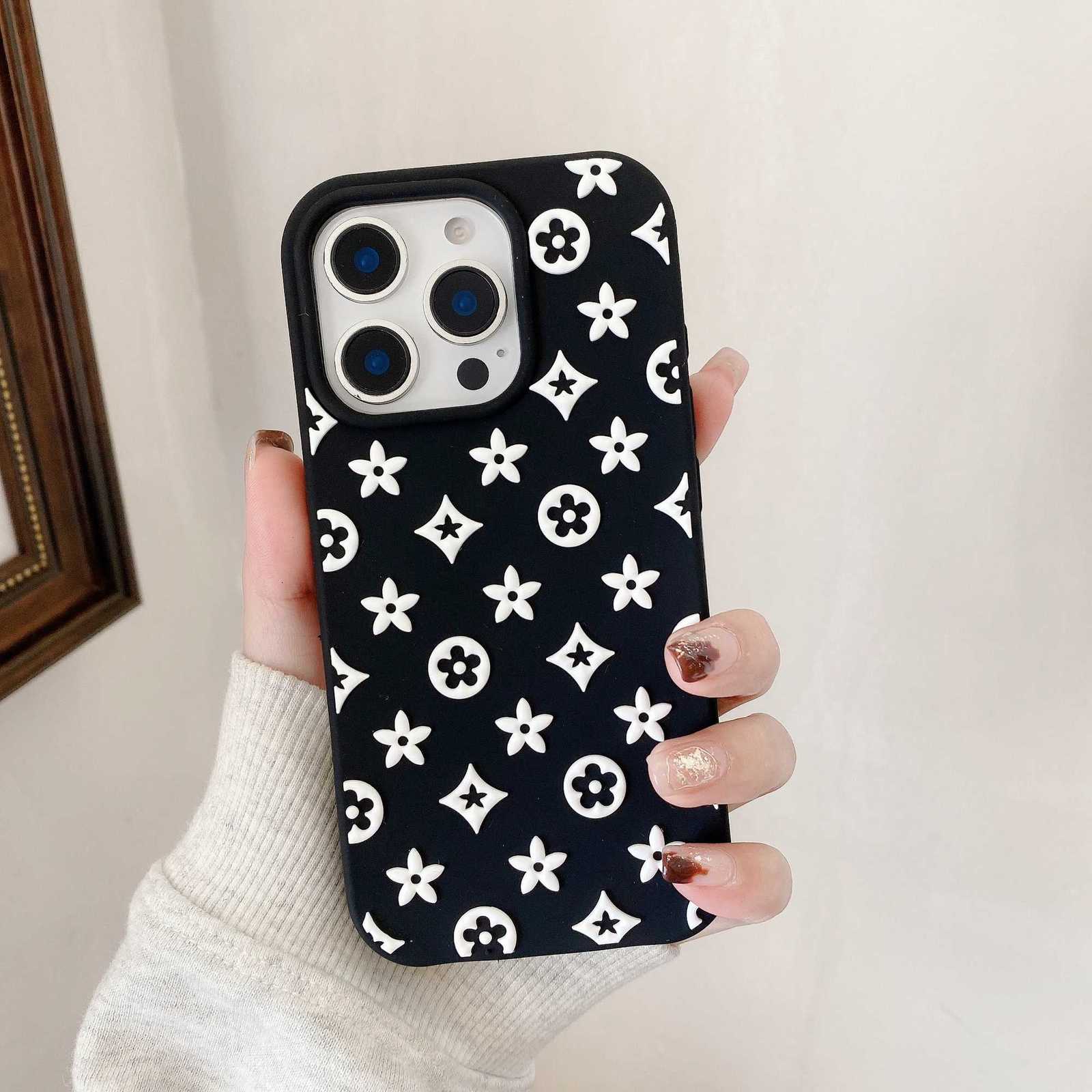 Embossed Monogram Silicone Phone Case | Slim Soft Shockproof Protective CoverT260225