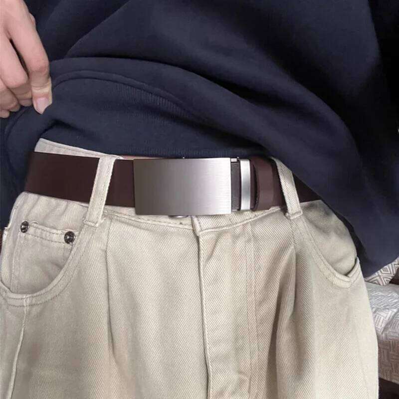 High Quality Men Genuine Leather Belts,Adjustable No Hole Waist Straps Men, Alloy Automatic Buckle Belt for Jeans Y260225