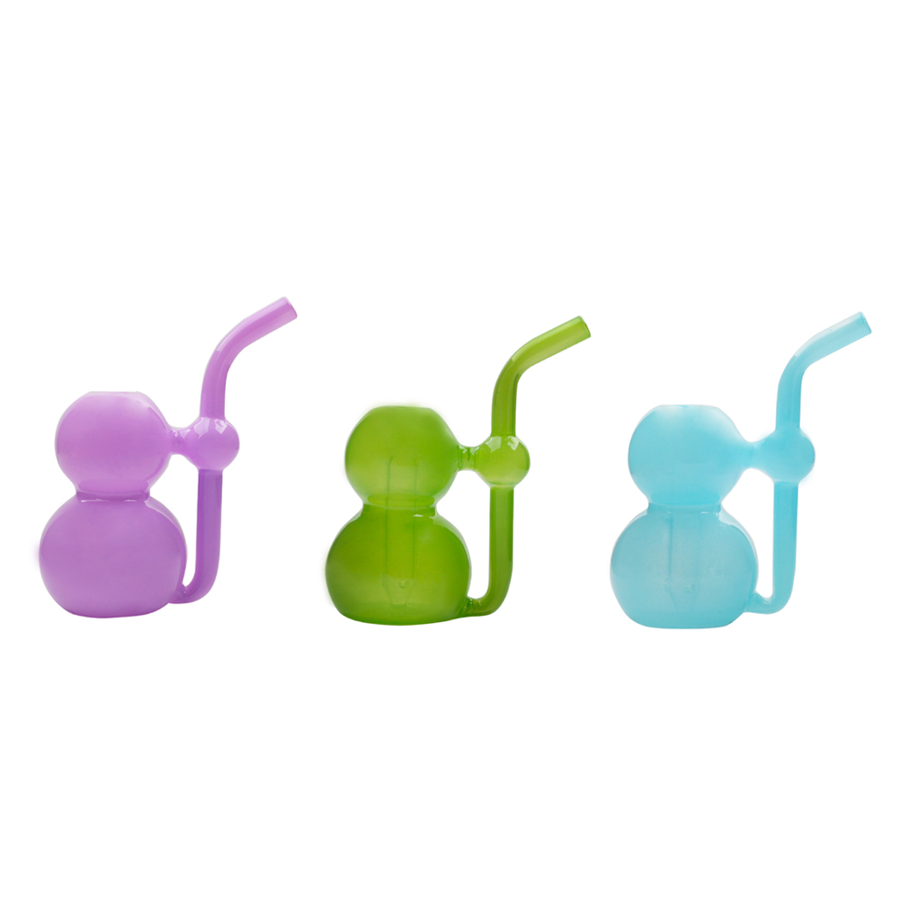 10mm Gourd Shape Bent Neck Glass Oil Burner Water Pipe Bong with Percolator